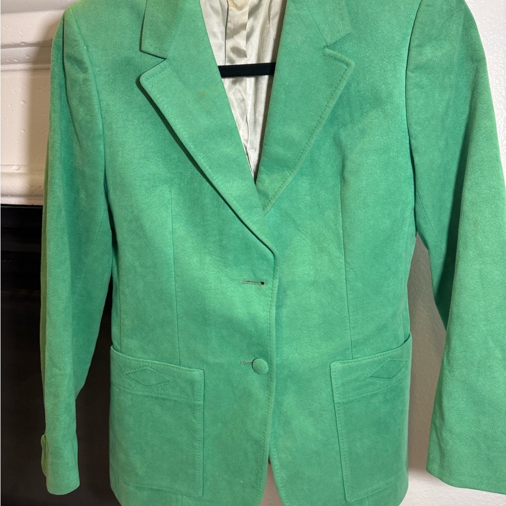 Harold’s Houston Green Suede Leather Women's Blazer Jacket - Read Description